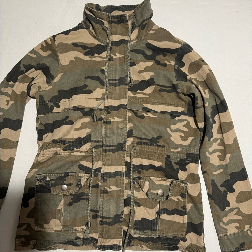 Ci Sono Women's Camouflage Jacket, Full‎ Zip, Drawstring Waist, Medium